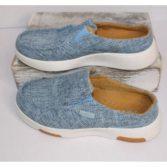 Ortho Comfoot Women's Slip On Mules Lt. Blue Tweed Casual Shoes Size 37 US 7 - Picture 3 of 11